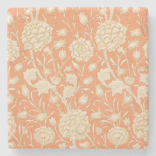 William Morris Wilde Tulpe Vintage Blumenmuster Steinuntersetzer (Vorderseite)
