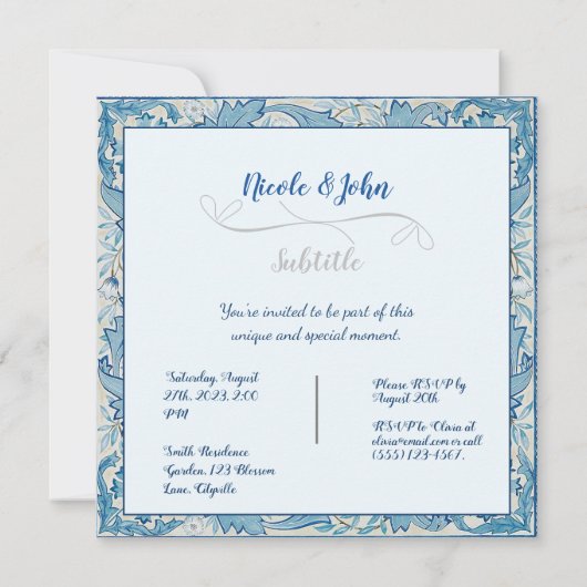 William Morris & Wilhelmina Style Prints Dankeskarte (Rückseite)