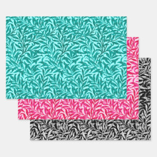 William Morris Willow, Aqua, Pink, Black & White Geschenkpapier Set