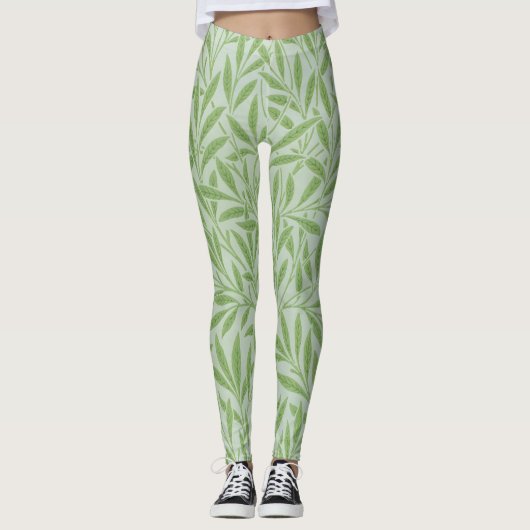 William Morris Willow Blume Classic Green Leggings (Vorderseite)