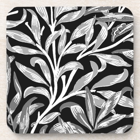 William Morris Willow Bough, Black, White & Gray Untersetzer (Vorderseite)