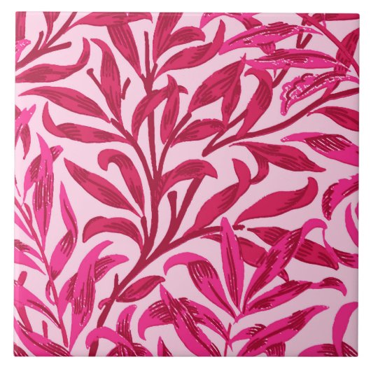 William Morris Willow Bough, Fuchsia Pink Fliese (Vorderseite)