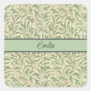 William Morris Willow Bough Garden Blume Classic Quadratischer Aufkleber