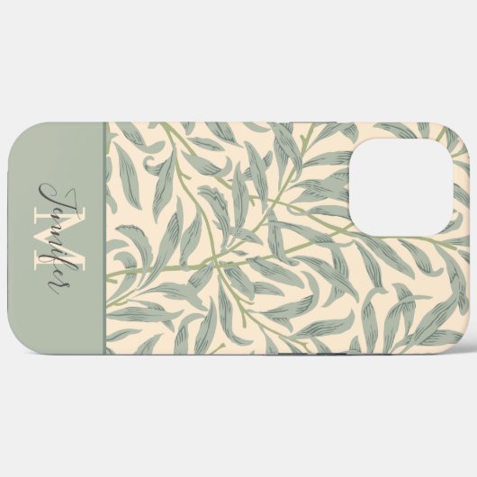 William Morris Willow Bough Pattern mit Monogramm Case-Mate iPhone Hülle (Rückseite (Horizontal))