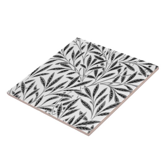 William Morris Willow Pattern, grau / grau & weiß Fliese (Seite)