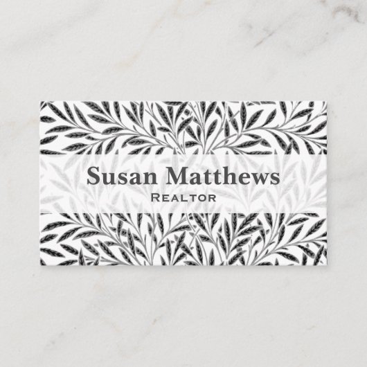 William Morris Willow Pattern, grau / grau & weiß Visitenkarte (Vorderseite)
