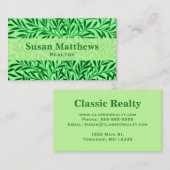 William Morris Willow Pattern, Light Jade Green Visitenkarte (Vorne/Hinten)