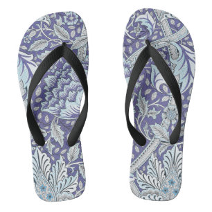 William Morris Windrush Blaues Blumenmuster Badesandalen