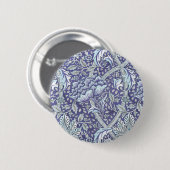 William Morris Windrush Blaues Blumenmuster Button (Vorne & Hinten)