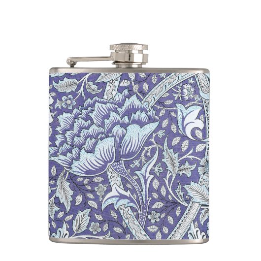 William Morris Windrush Blaues Blumenmuster Flachmann (Vorderseite)