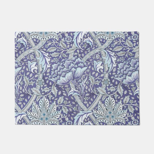 William Morris Windrush Blaues Blumenmuster Fußmatte (Vorderseite)