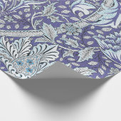 William Morris Windrush Blaues Blumenmuster Geschenkpapier (Ecke)