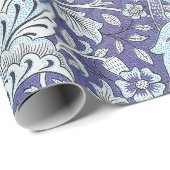 William Morris Windrush Blaues Blumenmuster Geschenkpapier (Rolleneckpunkt)