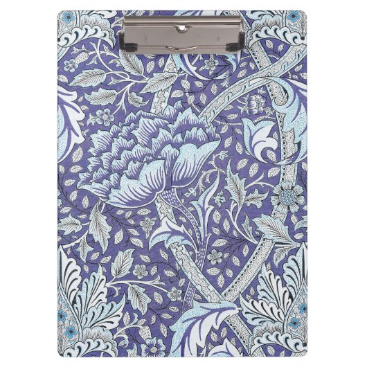William Morris Windrush Blaues Blumenmuster Klemmbrett (Vorderseite)