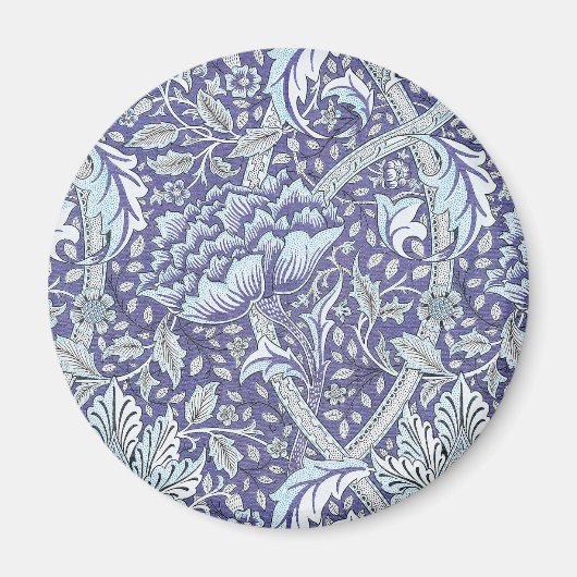 William Morris Windrush Blaues Blumenmuster Magnet (Vorne)
