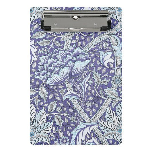 William Morris Windrush Blaues Blumenmuster Mini Klemmbrett (Vorderseite)