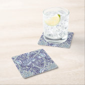William Morris Windrush Blaues Blumenmuster Rechteckiger Pappuntersetzer (Vor Ort)