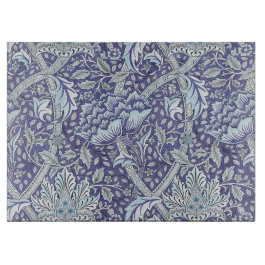 William Morris Windrush Blaues Blumenmuster Schneidebrett (Vorderseite)