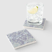 William Morris Windrush Blaues Blumenmuster Steinuntersetzer (Seitenansicht)