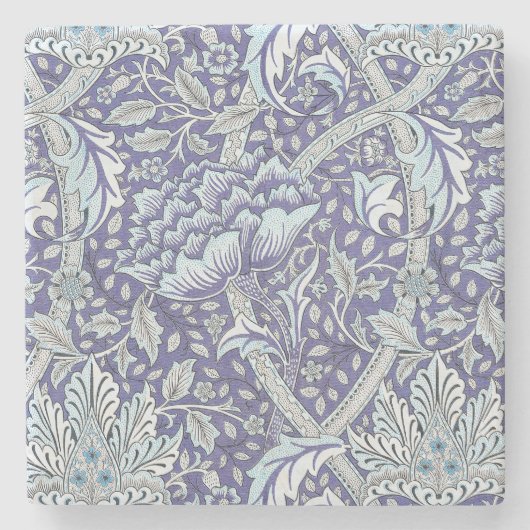 William Morris Windrush Blaues Blumenmuster Steinuntersetzer (Vorderseite)