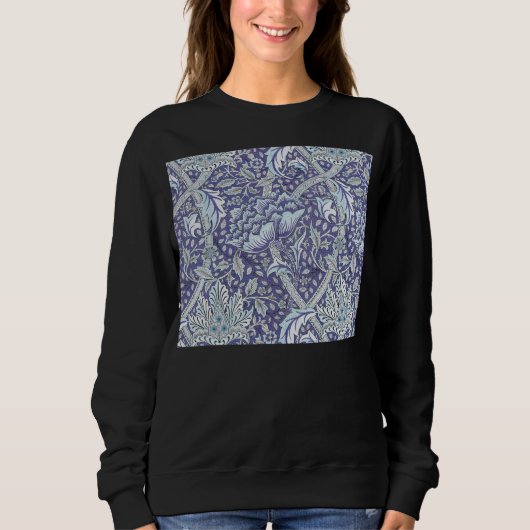 William Morris Windrush Blaues Blumenmuster Sweatshirt (Vorderseite)