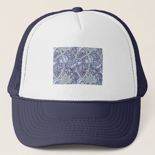 William Morris Windrush Blaues Blumenmuster Truckerkappe (Vorderseite)