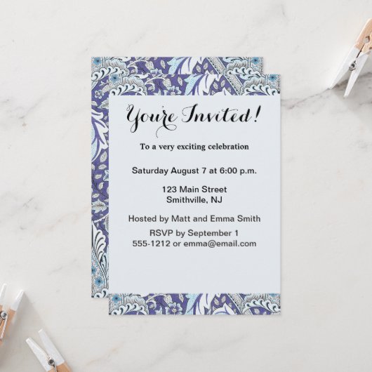 William Morris Windrush Blume Einladung (Vorderseite/Rückseite Beispiel)