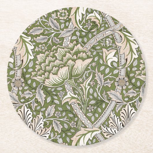 William Morris Windrush Blume Runder Pappuntersetzer (Vorderseite)