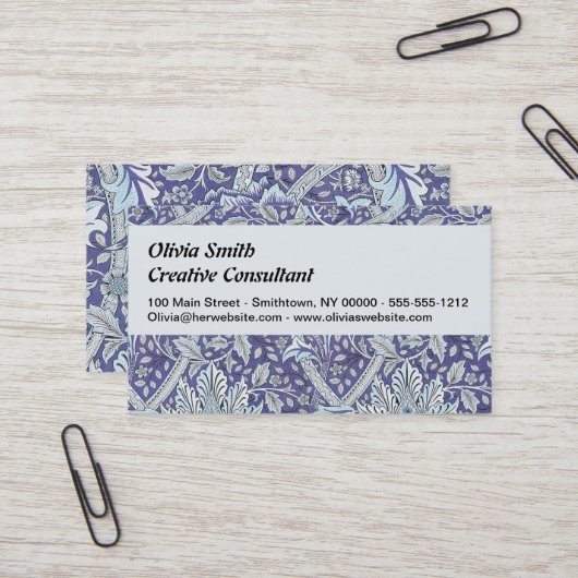 William Morris Windrush Blume Visitenkarte (Vorderseite/Rückseite Beispiel)