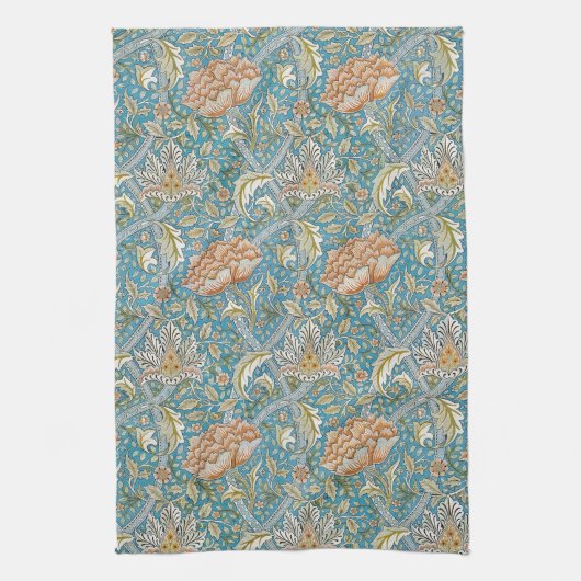 William Morris Windrush Blumengestaltung Blau Geschirrtuch (Vertikal)