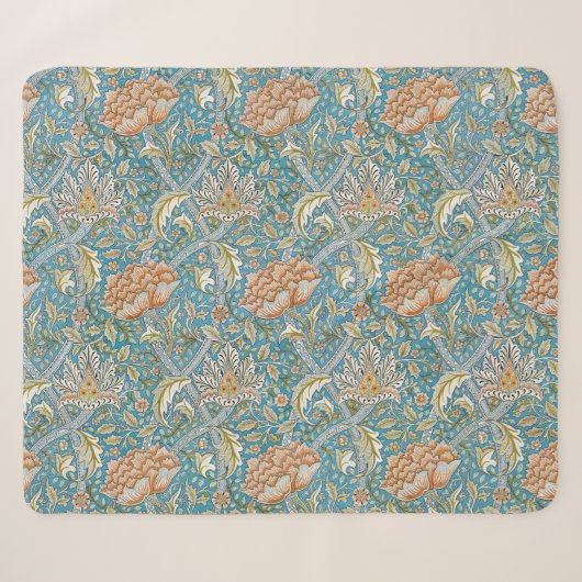 William Morris Windrush Blumenmuster Blau Sherpadecke (Vorderseite (Horizontal))