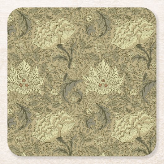 William Morris Windrush Blumenmuster: Vintage Rechteckiger Pappuntersetzer (Vorderseite)