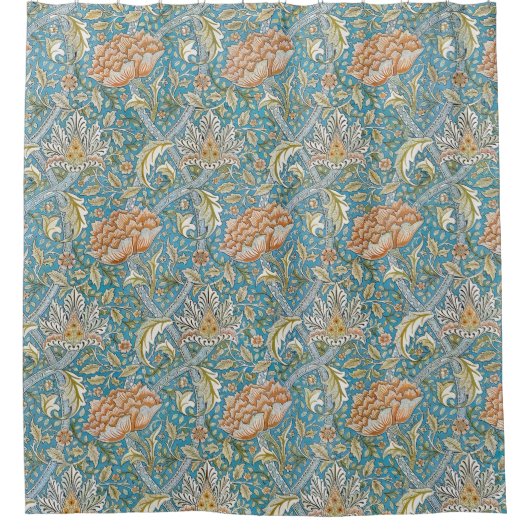 William Morris Windrush Floral Pattern Blau Duschvorhang (Vorderseite)
