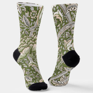 : William Morris Windrush Grünes Muster: Vintage Socken
