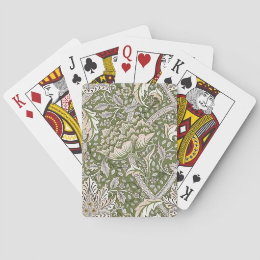 : William Morris Windrush Grünes Muster: Vintage Spielkarten (Rückseite)