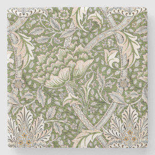 : William Morris Windrush Grünes Muster: Vintage Steinuntersetzer
