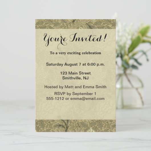 William Morris Windrush Wallpaper Pattern Einladung (Stehend Vorderseite)