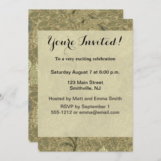 William Morris Windrush Wallpaper Pattern Einladung (Vorne/Hinten)