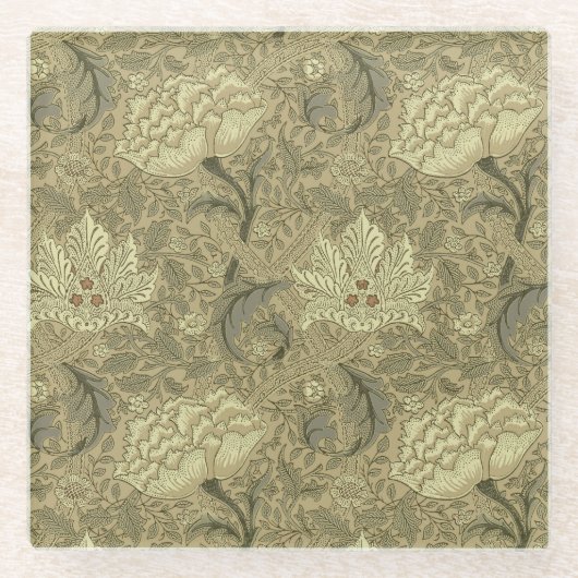William Morris Windrush Wallpaper Pattern Glasuntersetzer (Vorderseite)