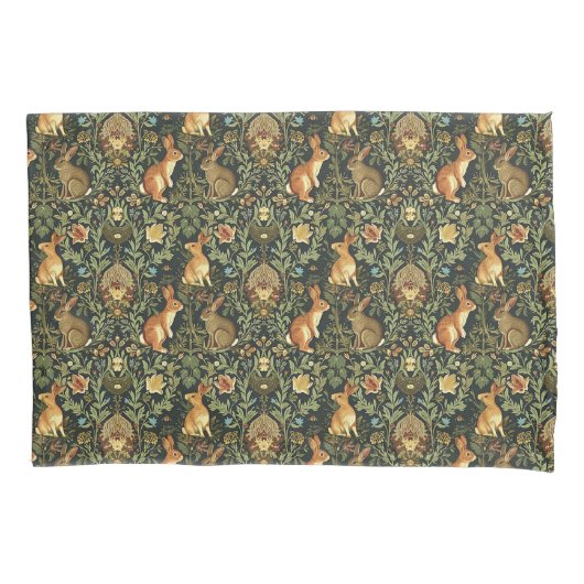 William Morris Woodland Floral Rabbits Weihnachten Kissenbezug (Vorderseite)