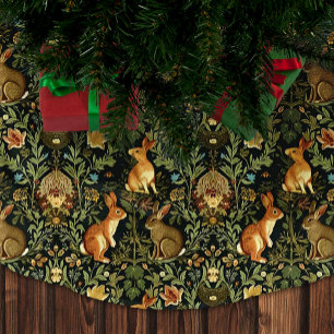 William Morris Woodland Floral Rabbits Weihnachten Polyester Weihnachtsbaumdecke