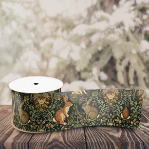 William Morris Woodland Floral Rabbits Weihnachten Satinband