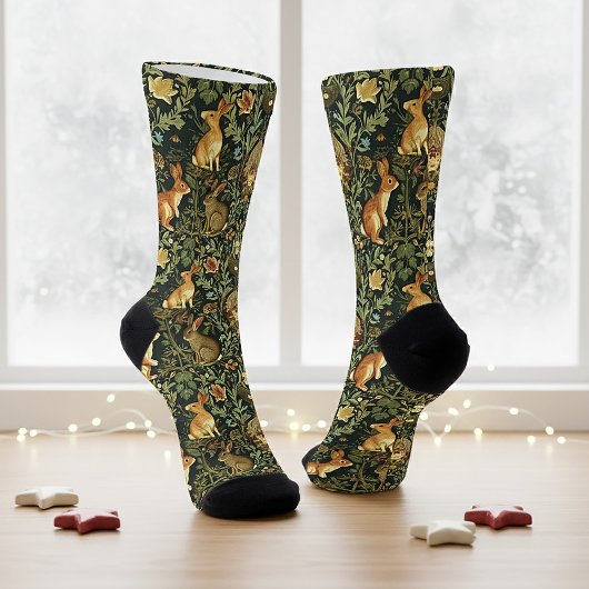 William Morris Woodland Floral Rabbits Weihnachten Socken