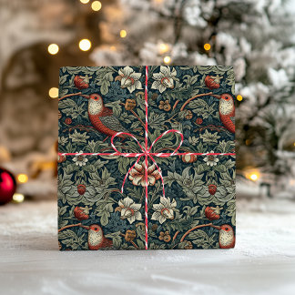 William Morris Woodland Florals Birds Christmas Geschenkpapier