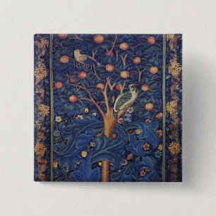 William Morris Woodpecker Tapester Birds Floral Button