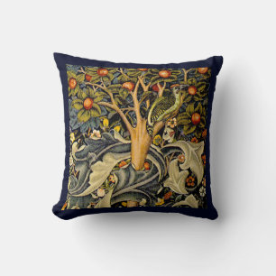 William Morris Woodpecker Tapester Birds Floral Kissen