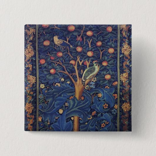 William Morris Woodpecker Tapestes Arts & Crafts Button (Vorderseite)