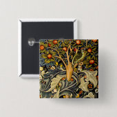William Morris Woodpecker Tapestes Arts & Crafts Button (Vorne & Hinten)