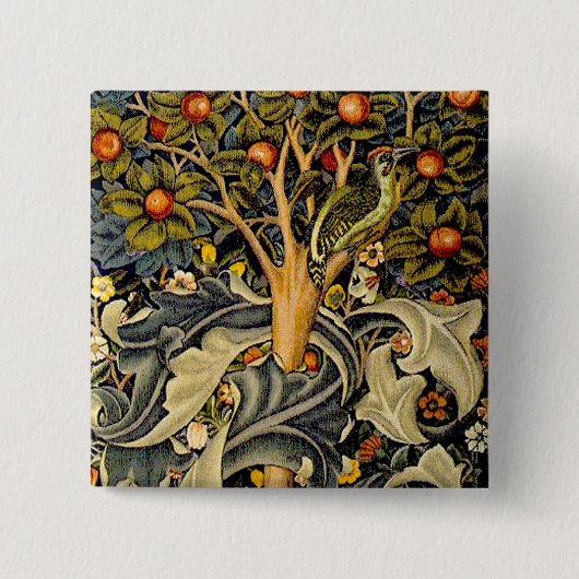 William Morris Woodpecker Tapestes Arts & Crafts Button (Vorderseite)