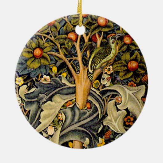 William Morris Woodpecker Tapestes Arts & Crafts Keramik Ornament (Hinten)